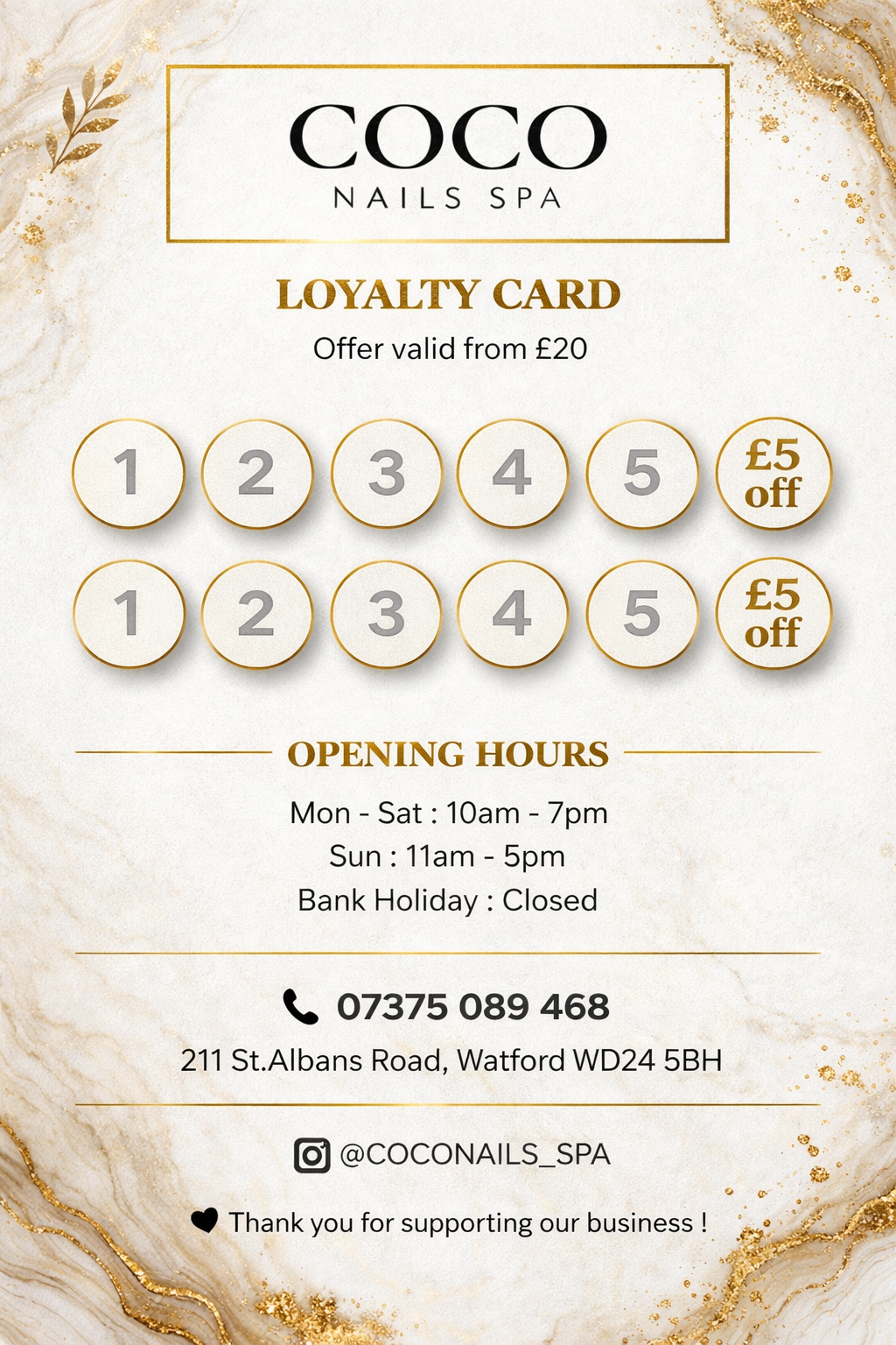 Coco Nails Loyalty Card