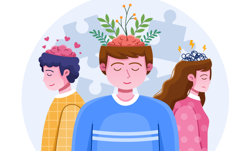 Mental wellness and digital balance illustration