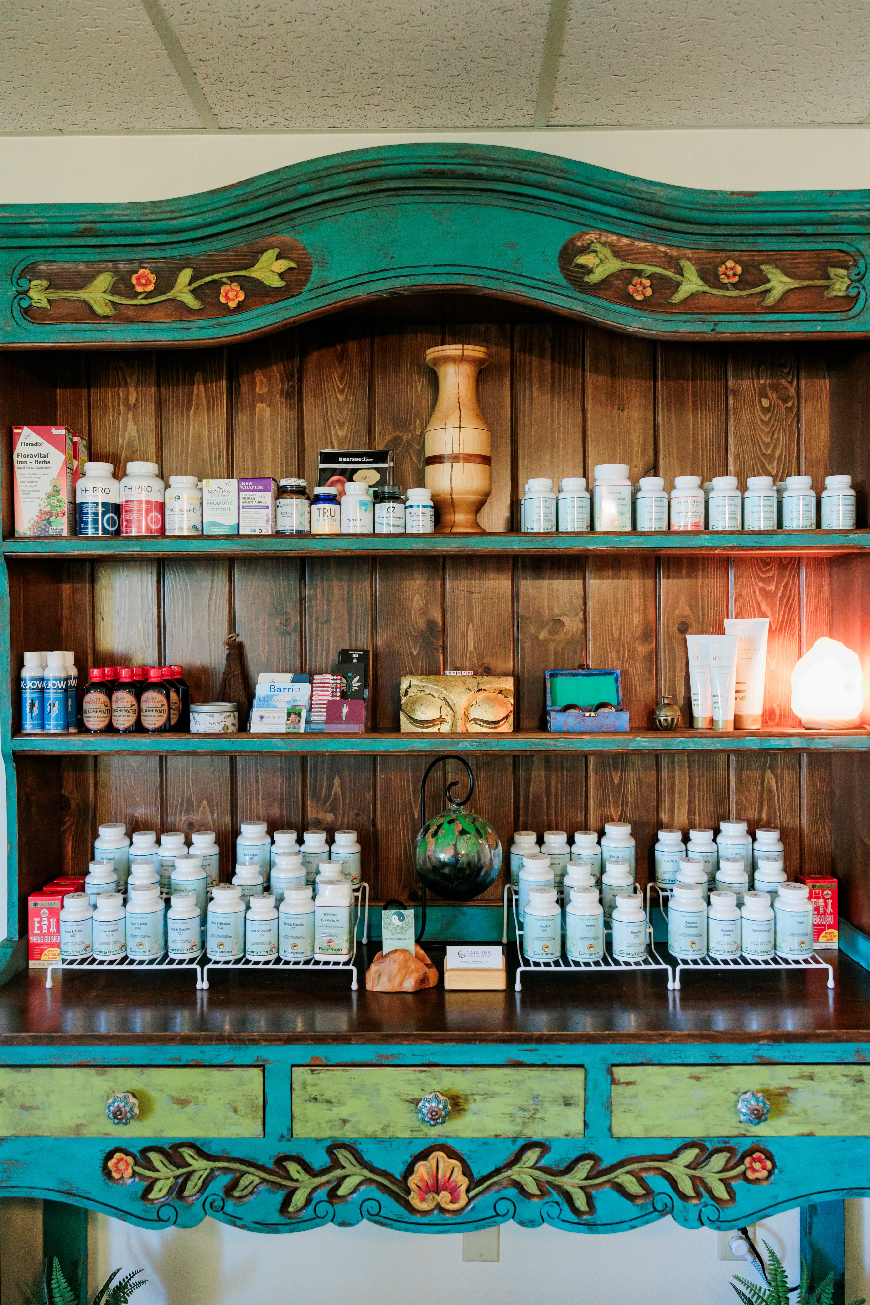 Herbal medicine cabinet at Catalina Acupuncture