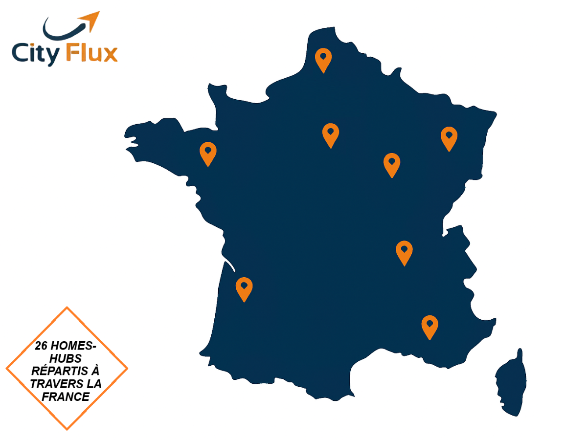 Carte des Home-Hubs CITY FLUX en France
