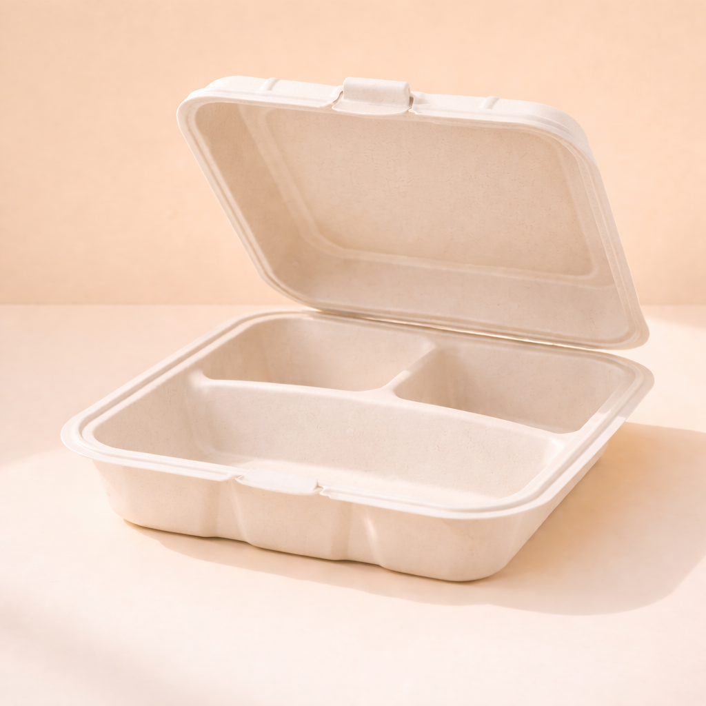 3 Compartment Clamshell - Biodegradable containers