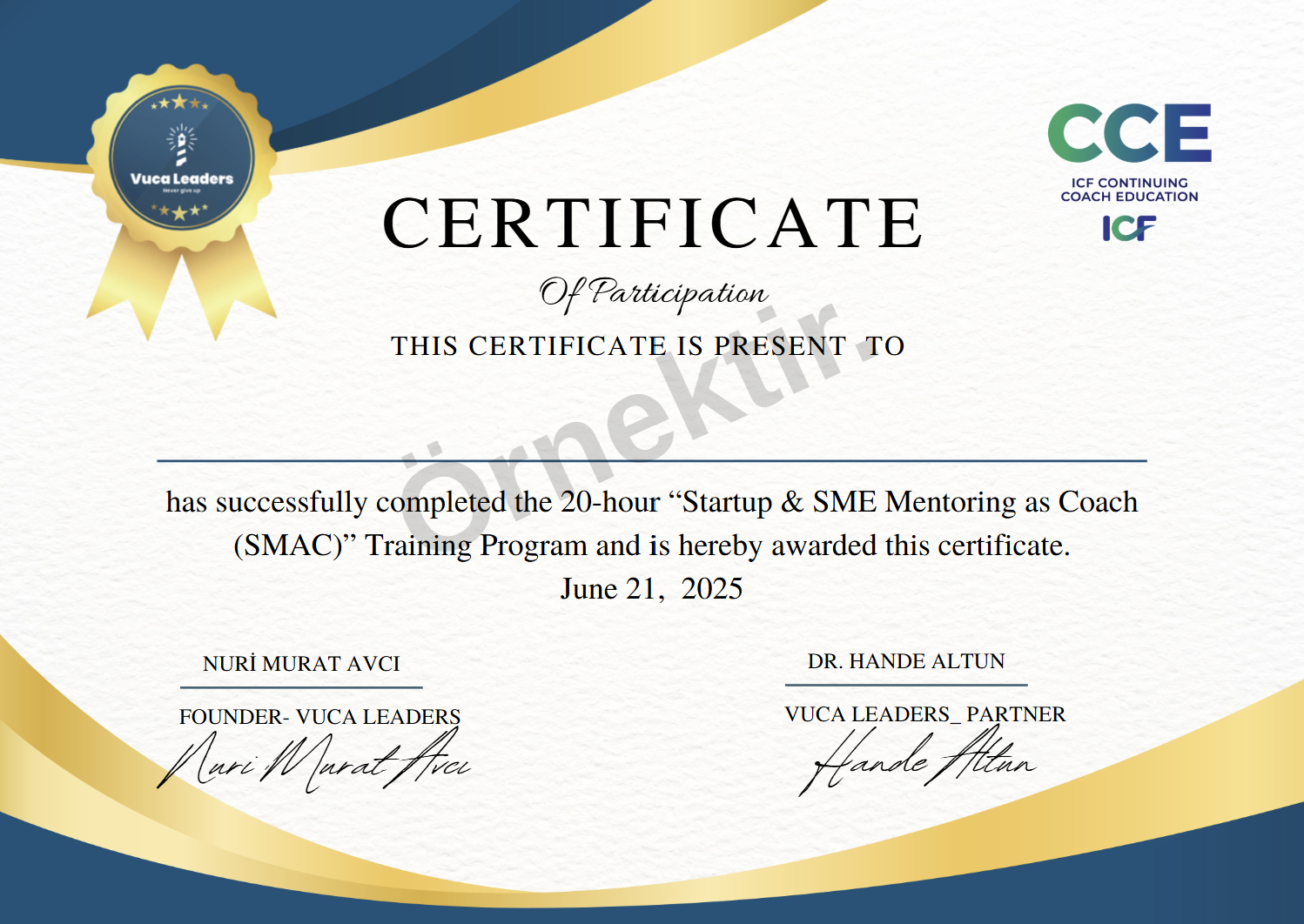 ICF CCE Sertifikası