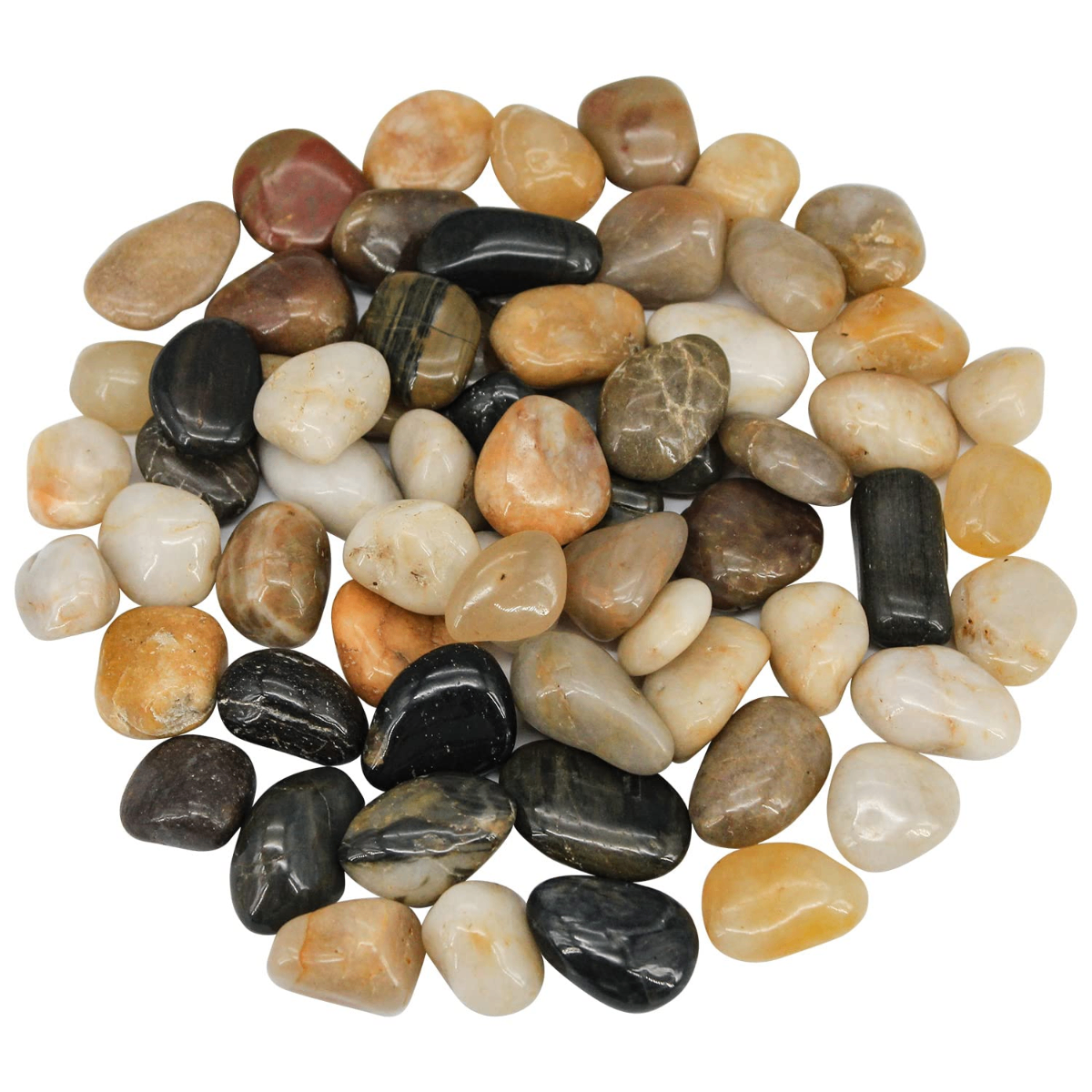 Virekm Decorative Polished Pebbles – Mixed Natural River Stones for Koi Pond, Aquarium & Landscaping