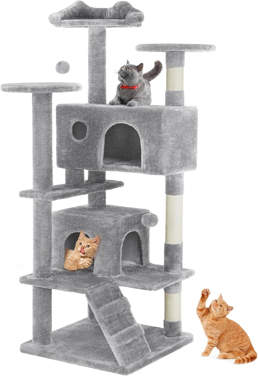 Sweetcrispy Multi-Level Cat Tree – Indoor Climbing Tower with 2 Condos, Sisal Scratching Posts & Perches - Cats Sweetcrispy Multi-Level Cat Tree – Indoor Climbing Tower with 2 Condos, Sisal Scratching Posts & Perches