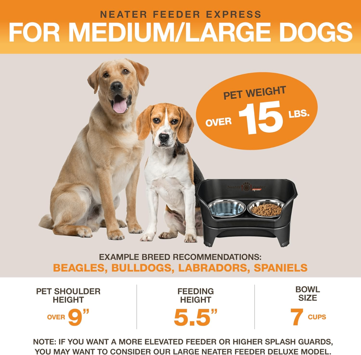 Neater Feeder Express Elevated Dog Bowls – Medium/Large (Spill-Proof Feeding Station) - Dogs Neater Feeder Express Elevated Dog Bowls – Medium/Large (Spill-Proof Feeding Station)