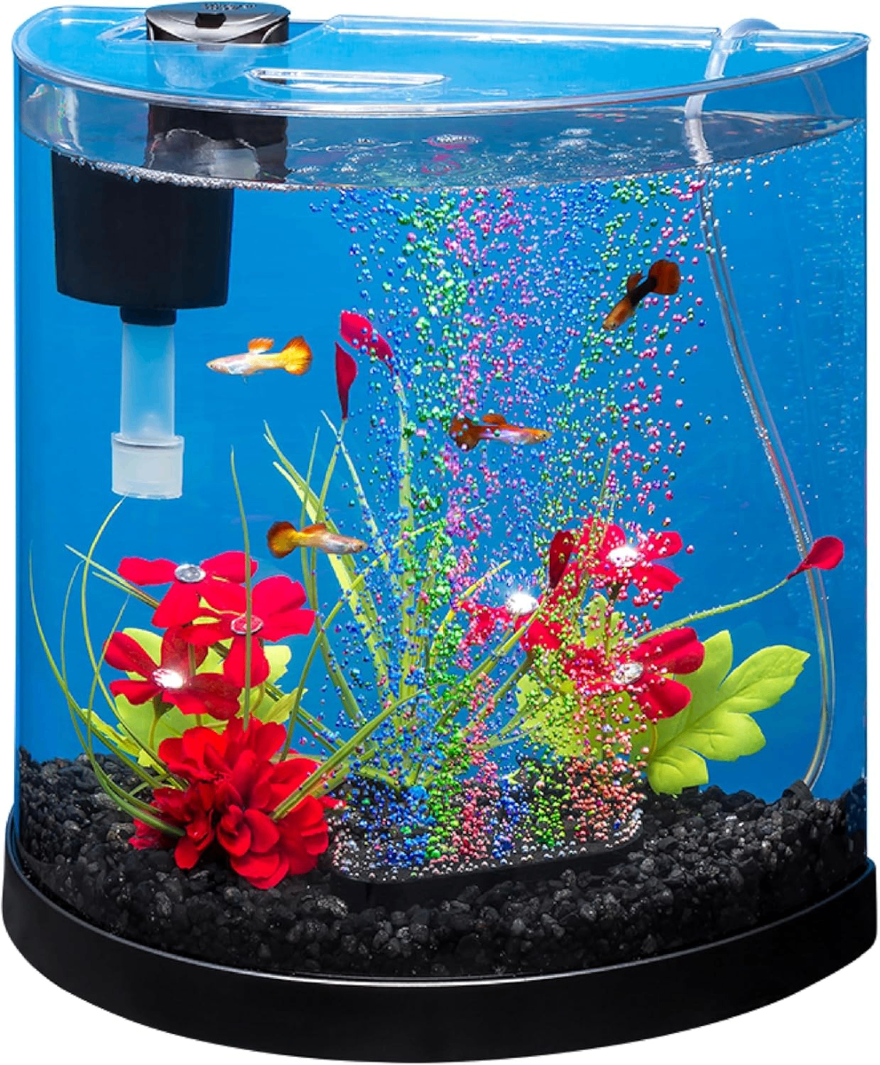 Tetra ColorFusion Half-Moon Aquarium Kit – Color-Changing LED, Filter & Décor Included