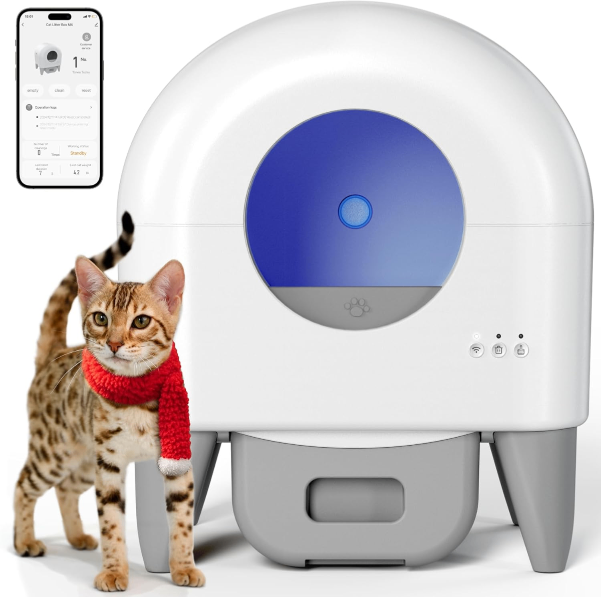 Fumoi Automatic Self-Cleaning Cat Litter Box – App-Controlled, Removable Tray - Cats Fumoi Automatic Self-Cleaning Cat Litter Box – App-Controlled, Removable Tray