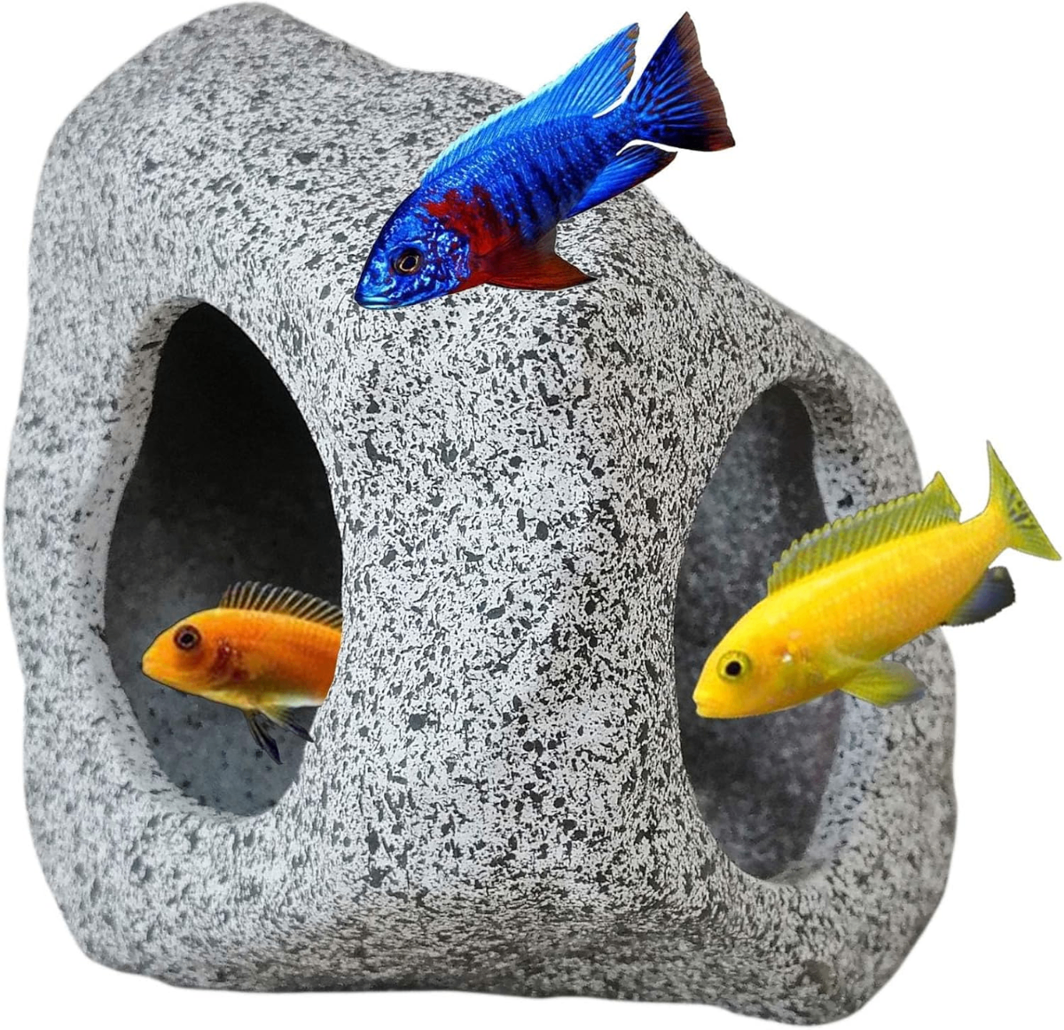 SpringSmart Aquarium Rock Cave – Non-Toxic Granite Stone Ornament with Multi-Tunnel Hideout