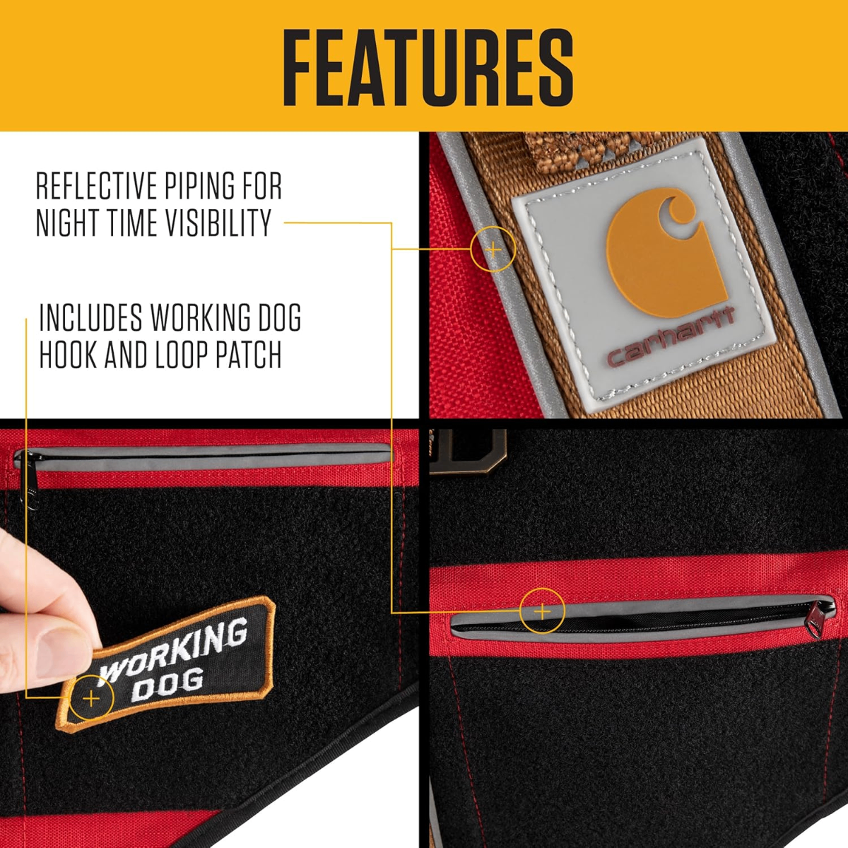 Carhartt Ripstop Service Dog Vest – Reflective Piping, Working Dog Hook & Loop Patch - Dogs Carhartt Ripstop Service Dog Vest – Reflective Piping, Working Dog Hook & Loop Patch