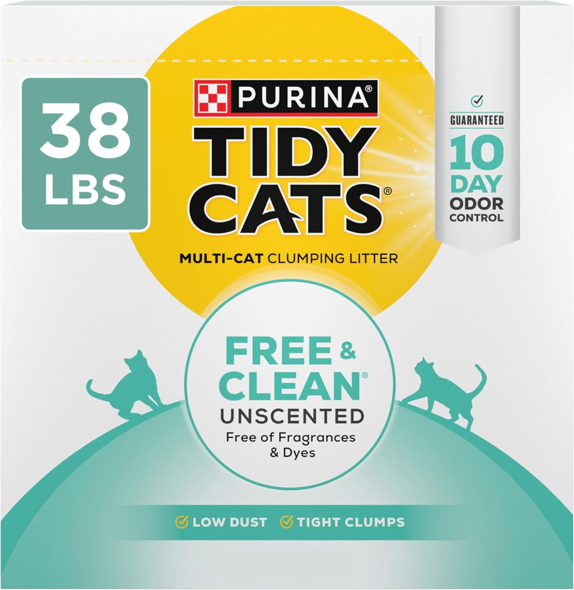 Purina Tidy Cats Free & Clean Unscented Clumping Cat Litter – 38 lbs, Multi-Cat - Cats Purina Tidy Cats Free & Clean Unscented Clumping Cat Litter – 38 lbs, Multi-Cat