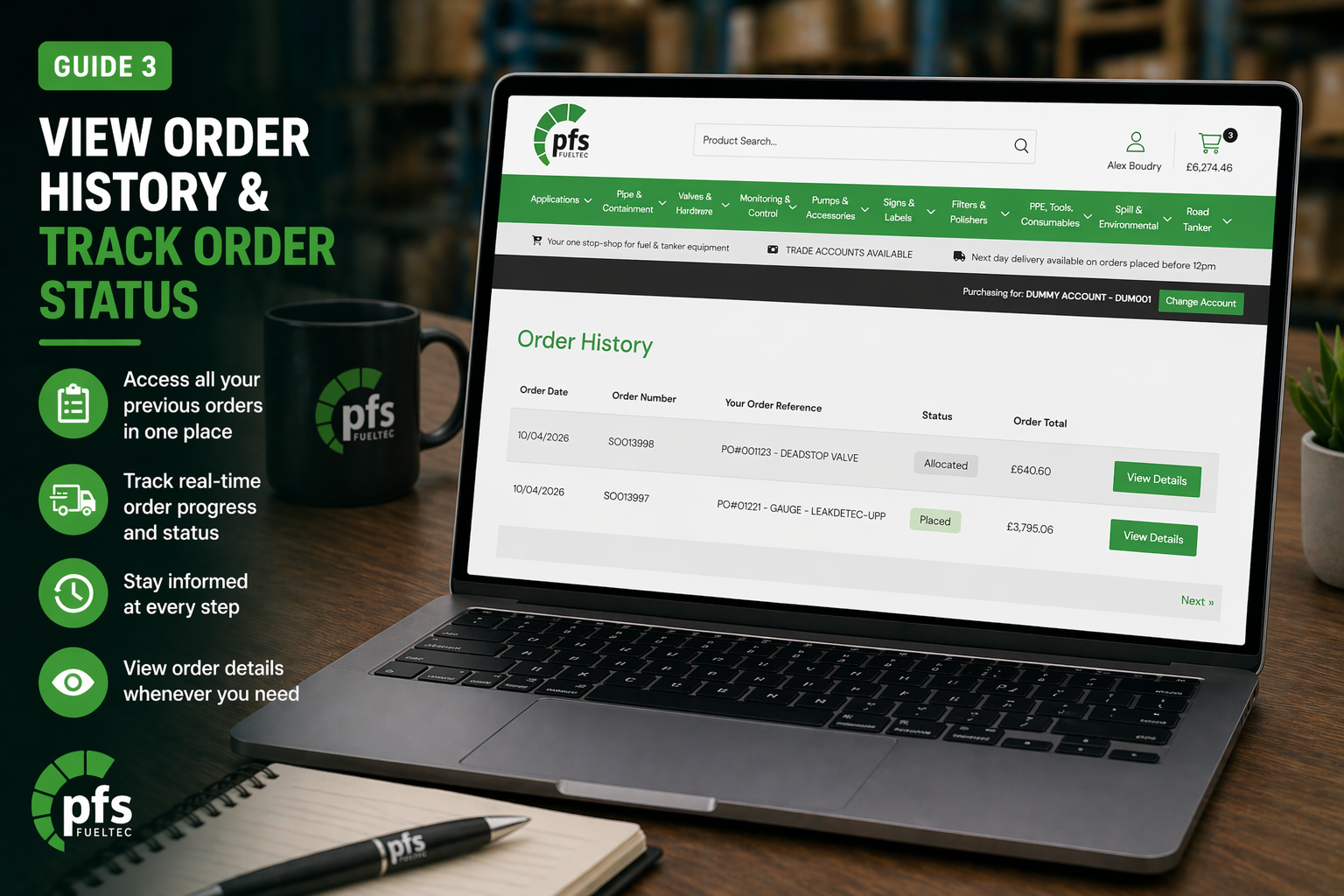View Order History & Track Order Status