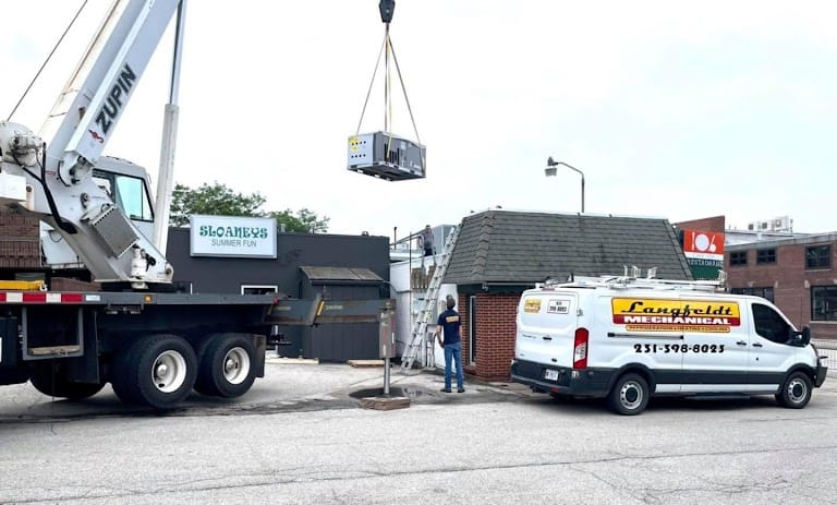 Langfeldt Mechanical HVAC service truck and crane