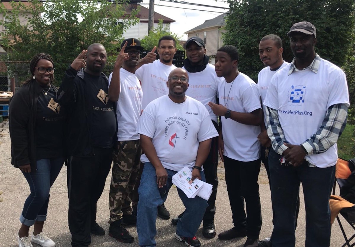 Community volunteers working together in Detroit