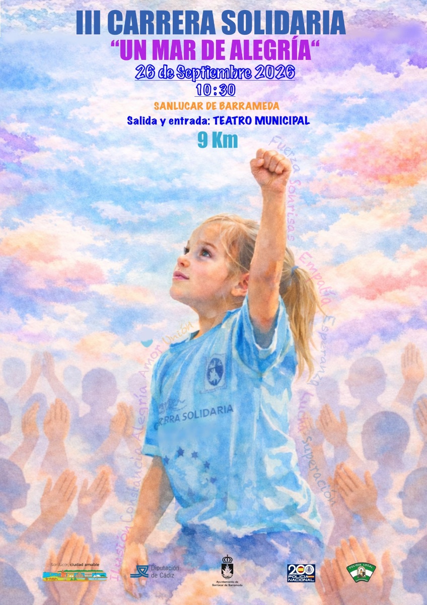 Cartel III Carrera Solidaria Un Mar de Alegría Sanlúcar de Barrameda Cartel oficial III Carrera Solidaria Un Mar de Alegría - 26 de Septiembre 2026 - Sanlúcar de Barrameda