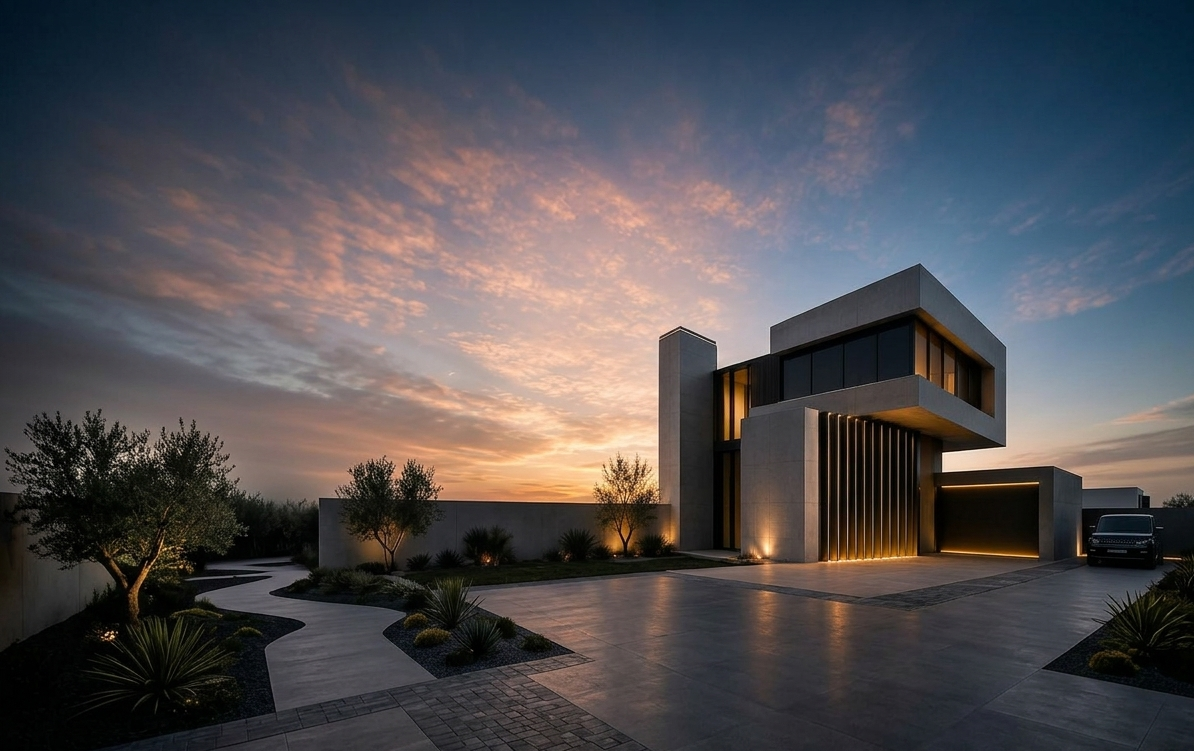 Residencia contemporánea al atardecer - ART ONE Arquitectos