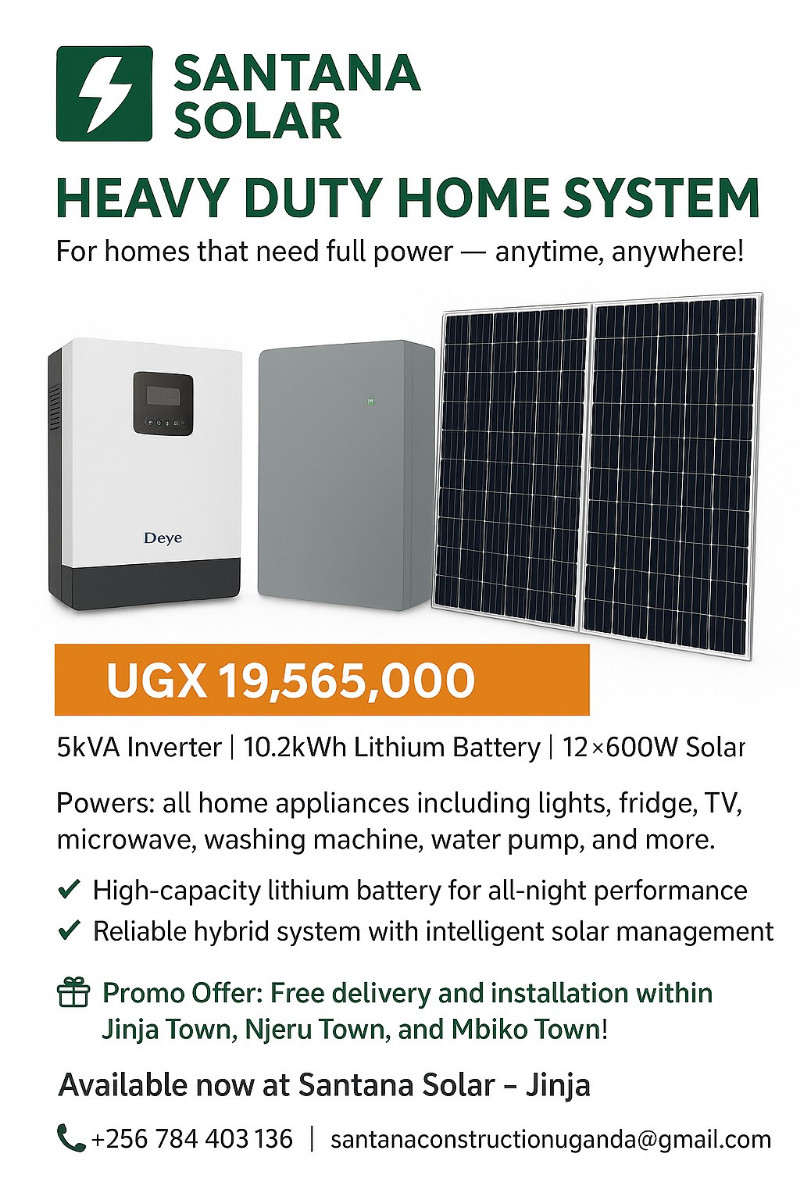 Heavy Duty Home System - Santana Solar Uganda Heavy Duty Home System - Complete solar system package with inverter battery and panels