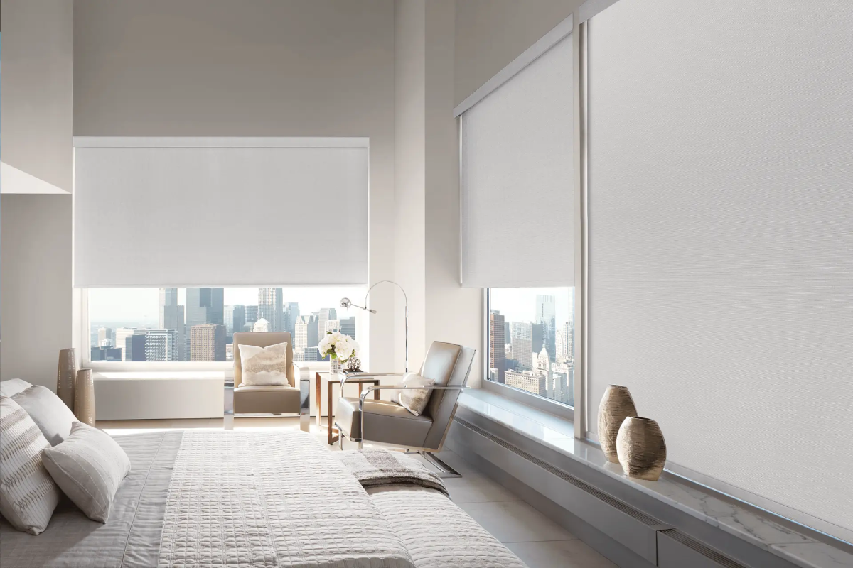 Roller Shades – Luxury Bedroom City View