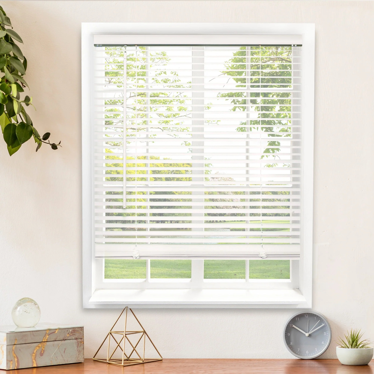 White Faux Wood Blinds