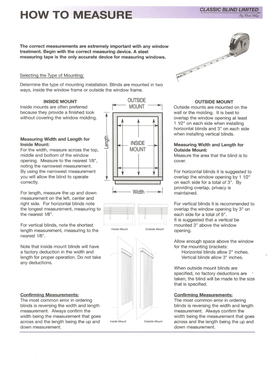 How to Measure Your Windows for Blinds - Classic Blind Limited Guide