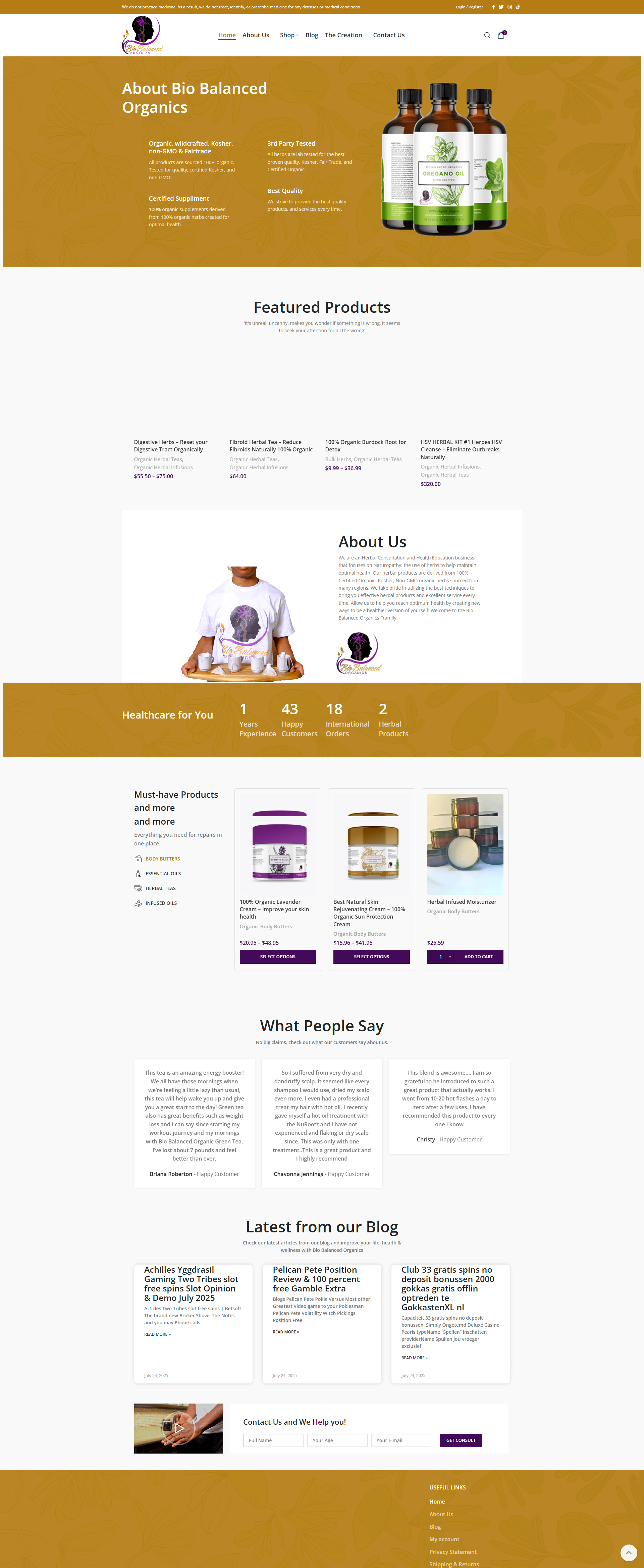 Bio Balanced Organics website before redesign - malware-infected and outdated