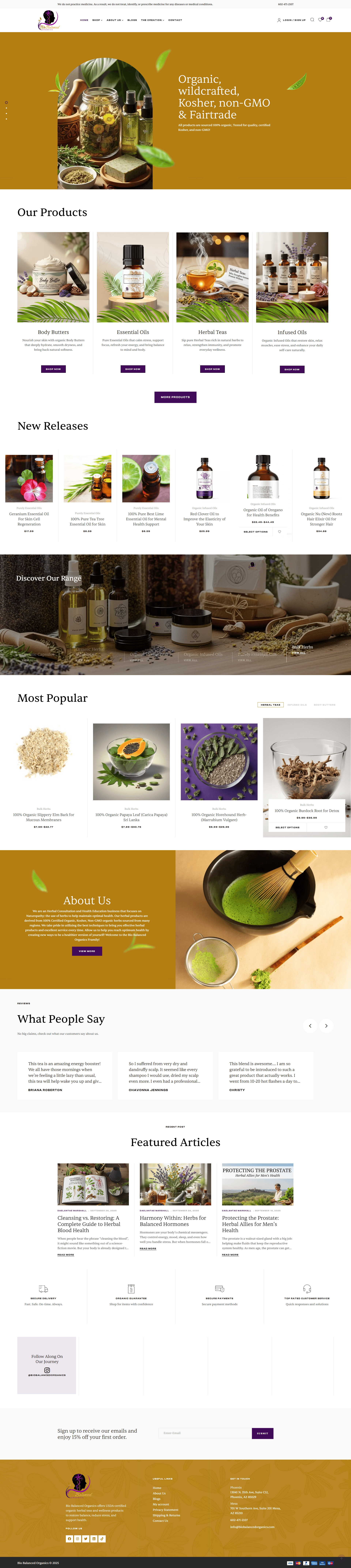 Bio Balanced Organics website after redesign - modern and secure