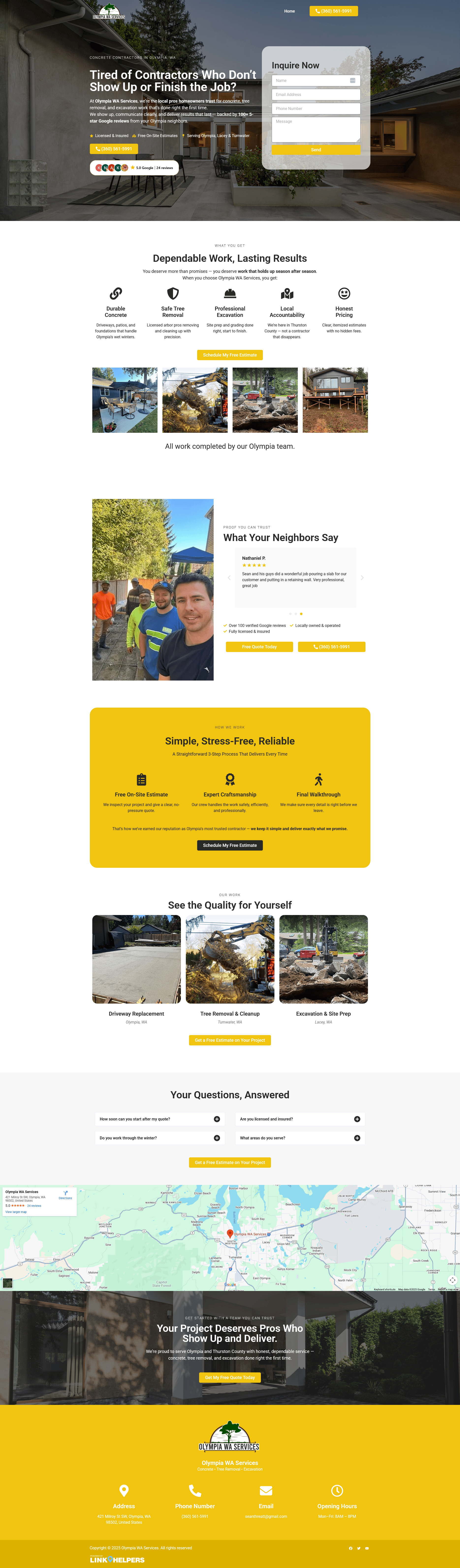 After: High-conversion, mobile-first service landing page
