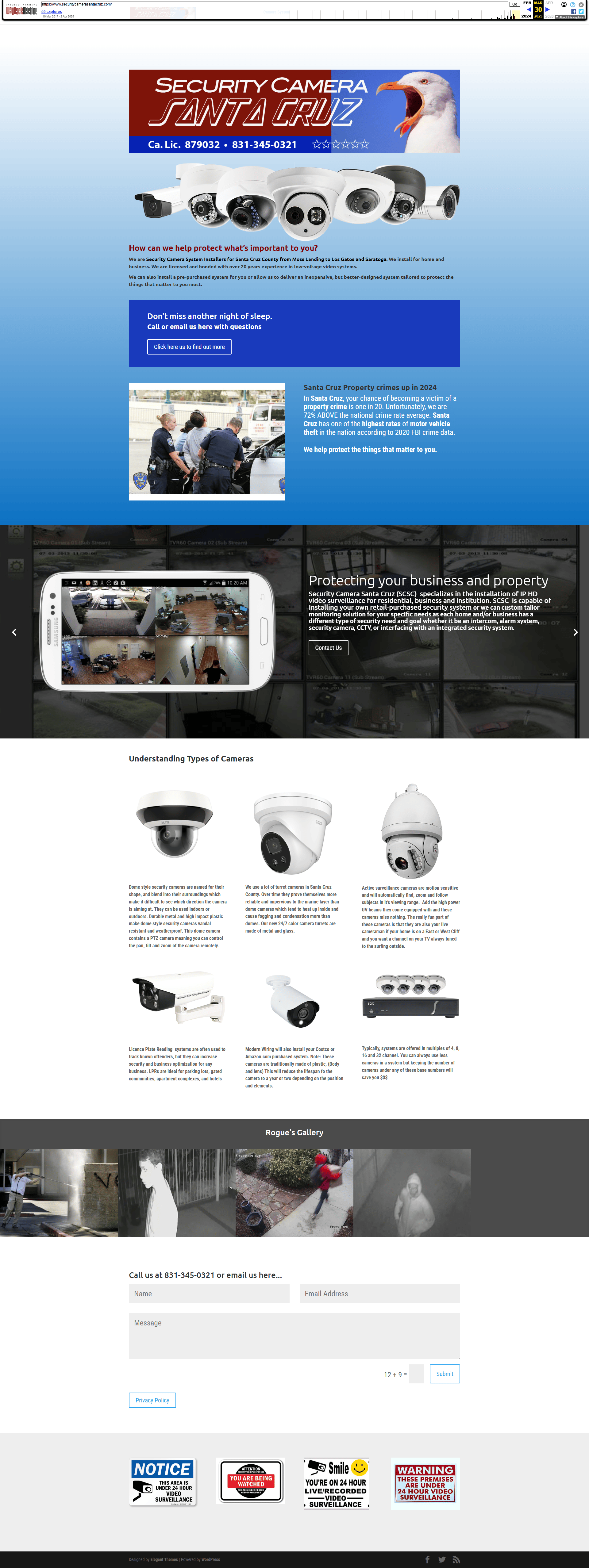 Security Camera Santa Cruz website before redesign - outdated layout