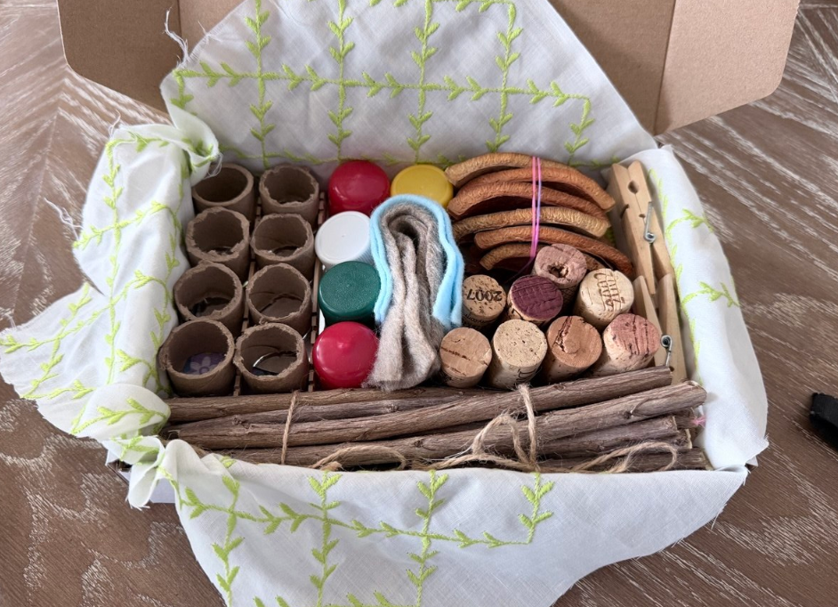Loose Parts Playful Connections kit with fabric wrapping
