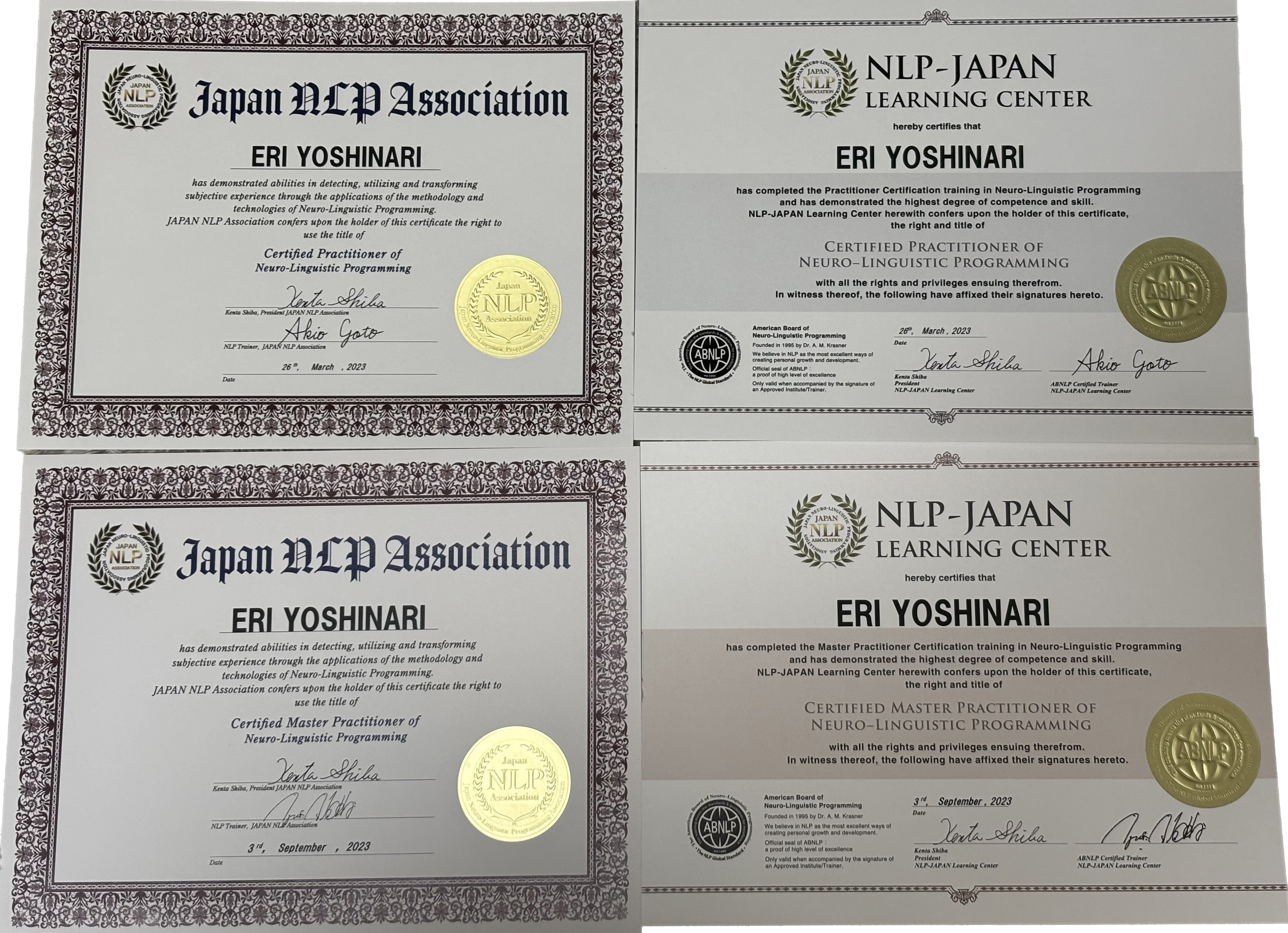 資格証 - Past Life Regression Therapy