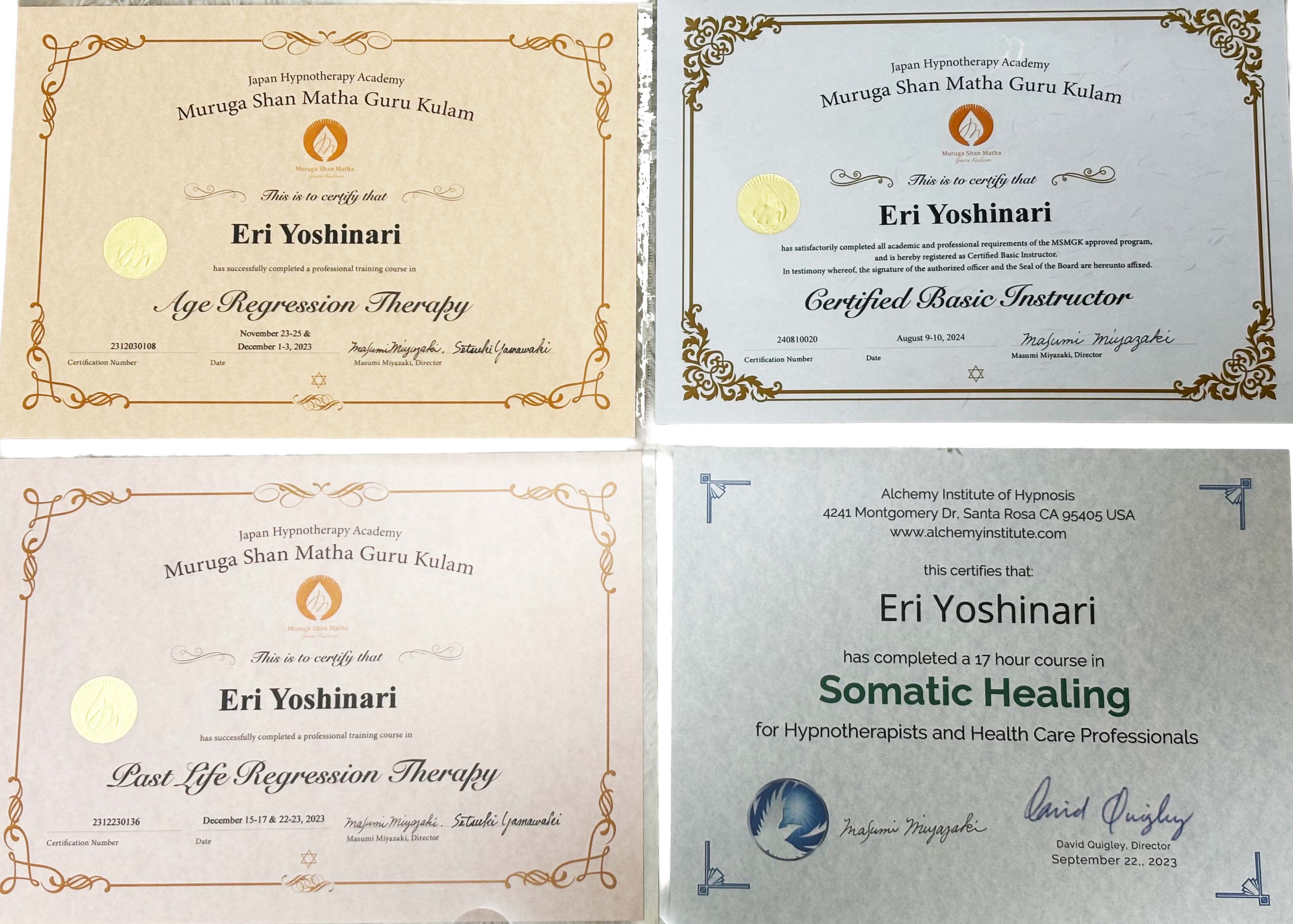 資格証 - Somatic Healing