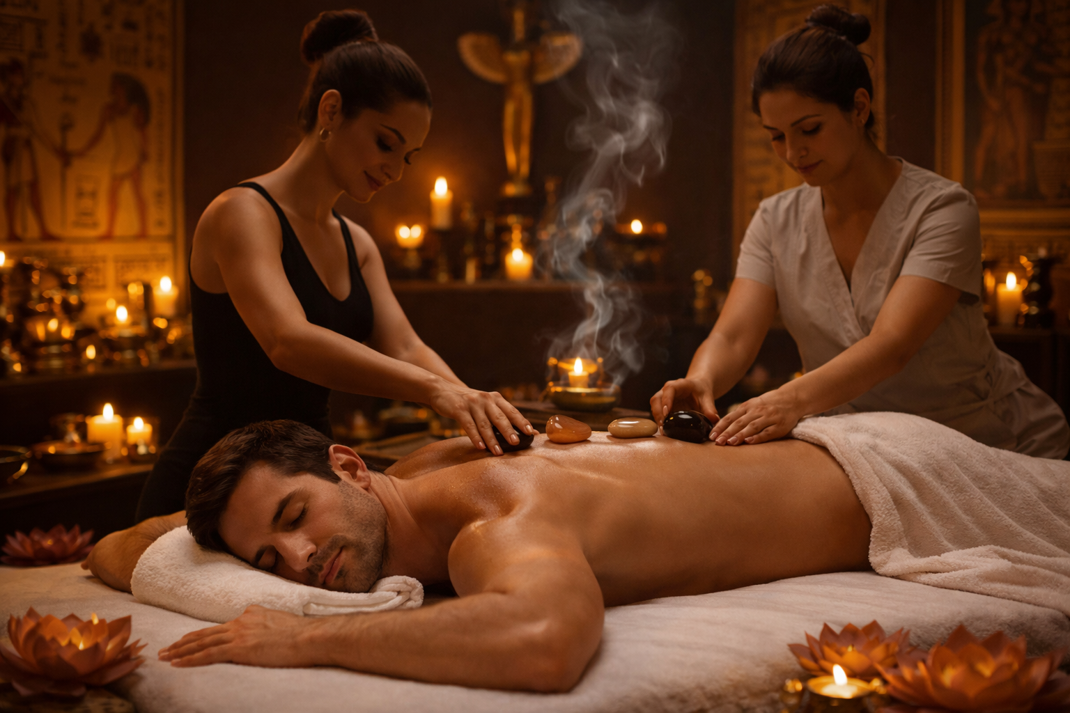 Massagem 4 Mãos Rio de Janeiro — Spa Egípcio Centro RJ | Duas Massagistas Certificadas