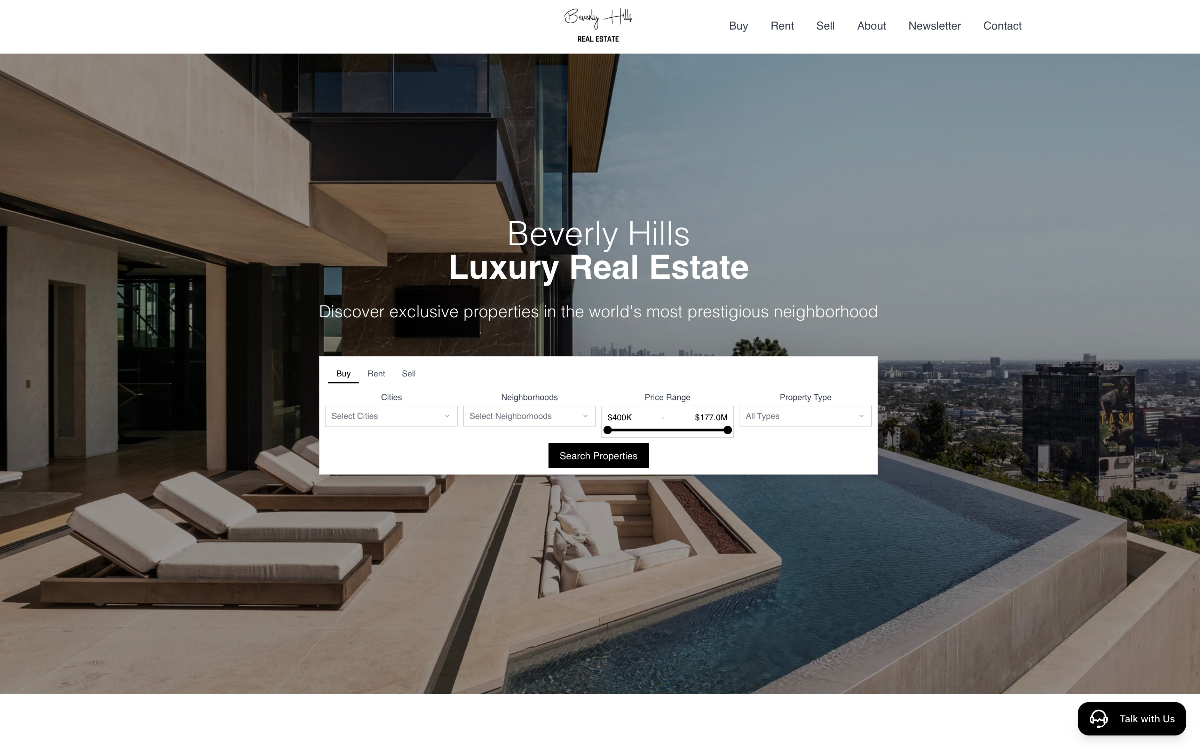 Beverly Hills Real Estate Platform Interface