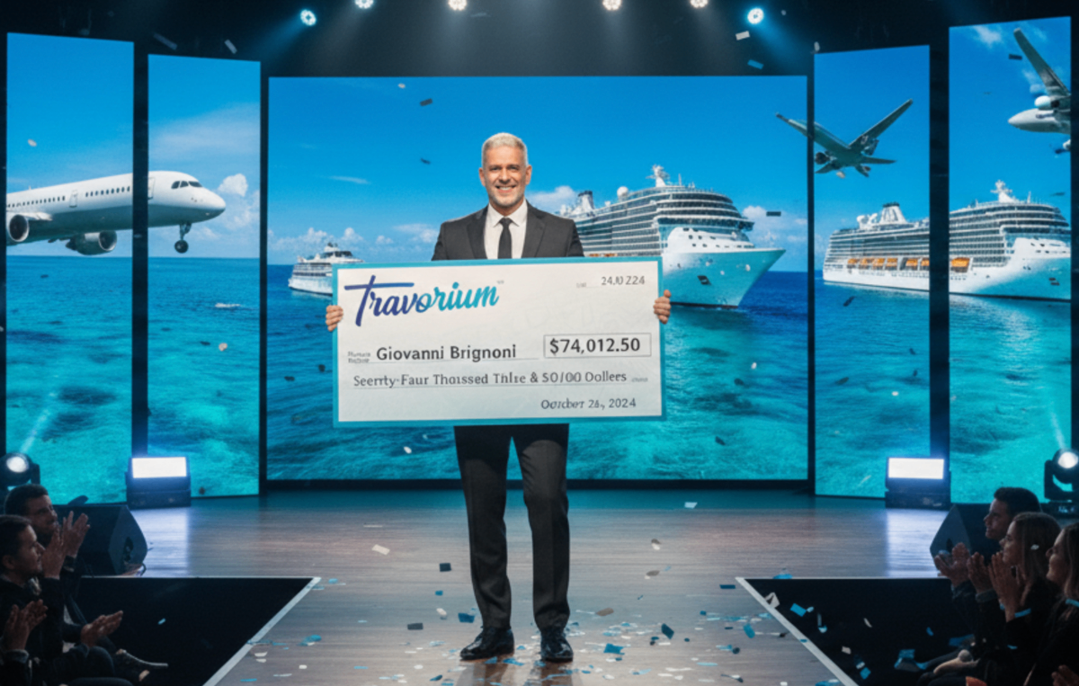 Giovanni Brignoni con cheque de $74,012.50