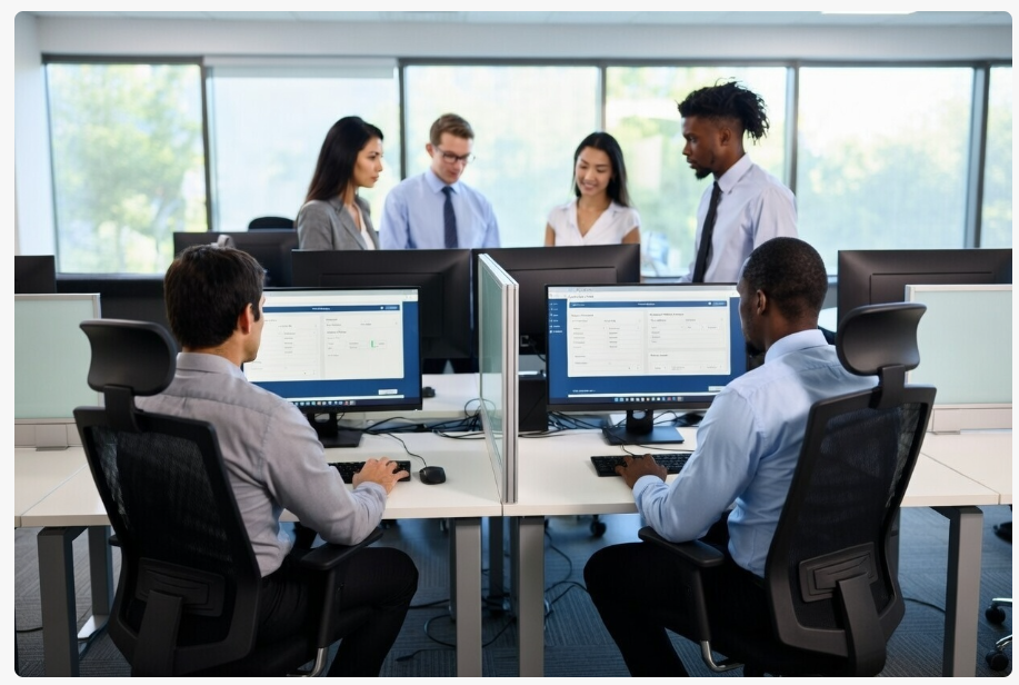 Office employees working at computers