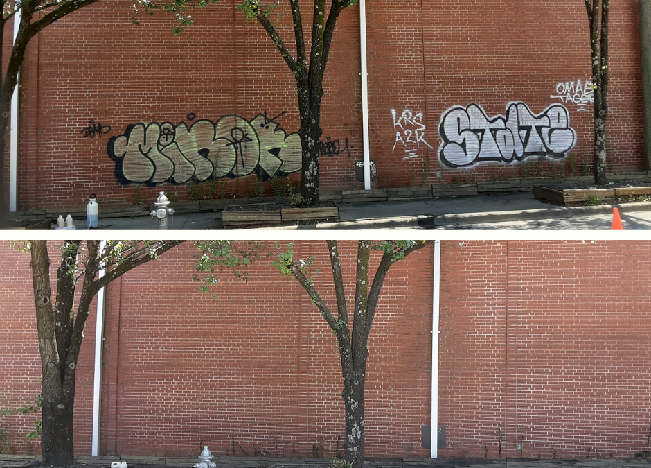 Graffiti removal before and after