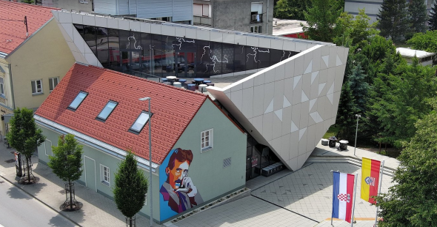 Aerial view of the Tesla Museum building in Croatia