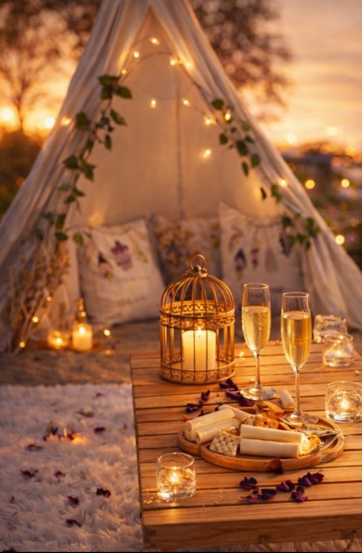 Experiencia de decoración íntima a domicilio con velas y textiles