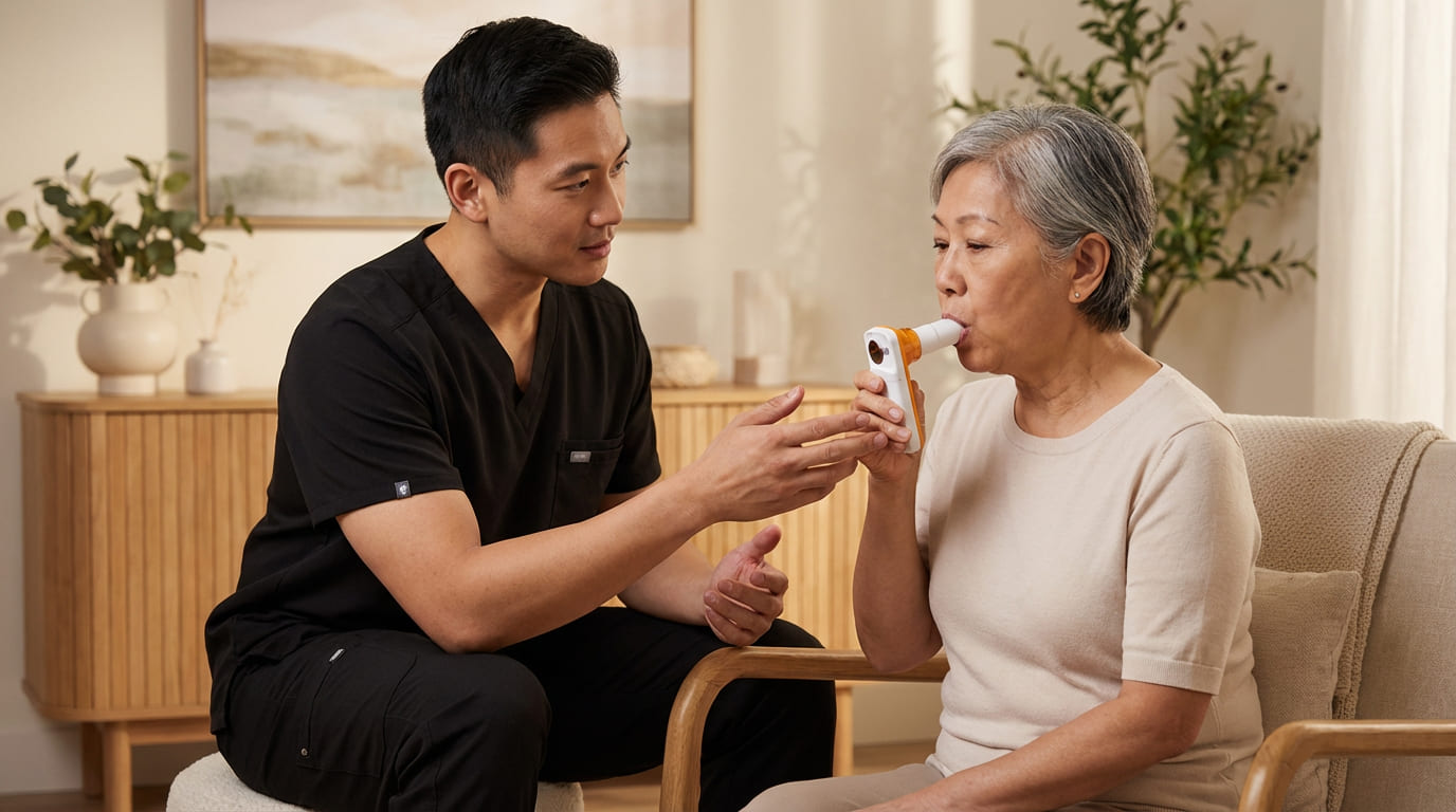 Lung function spirometry assessment with registered nurse