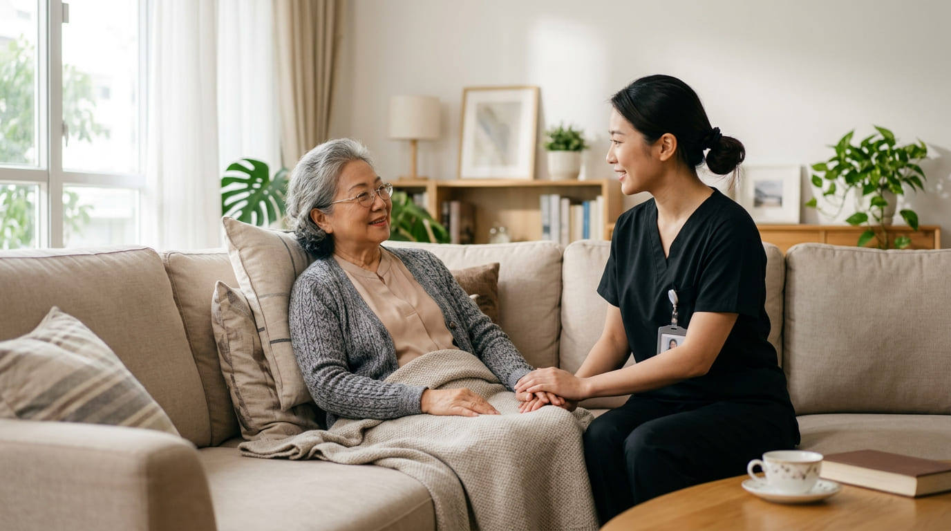 Registered nurse providing in-home private care to a patient at WOXY Health