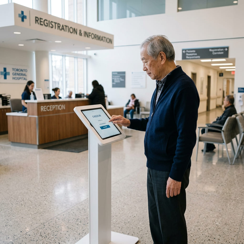 WOXY AI deployed as a clinical kiosk in a hospital triage setting
