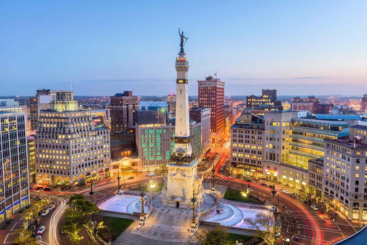 Indianapolis Indiana skyline with Monument Circle