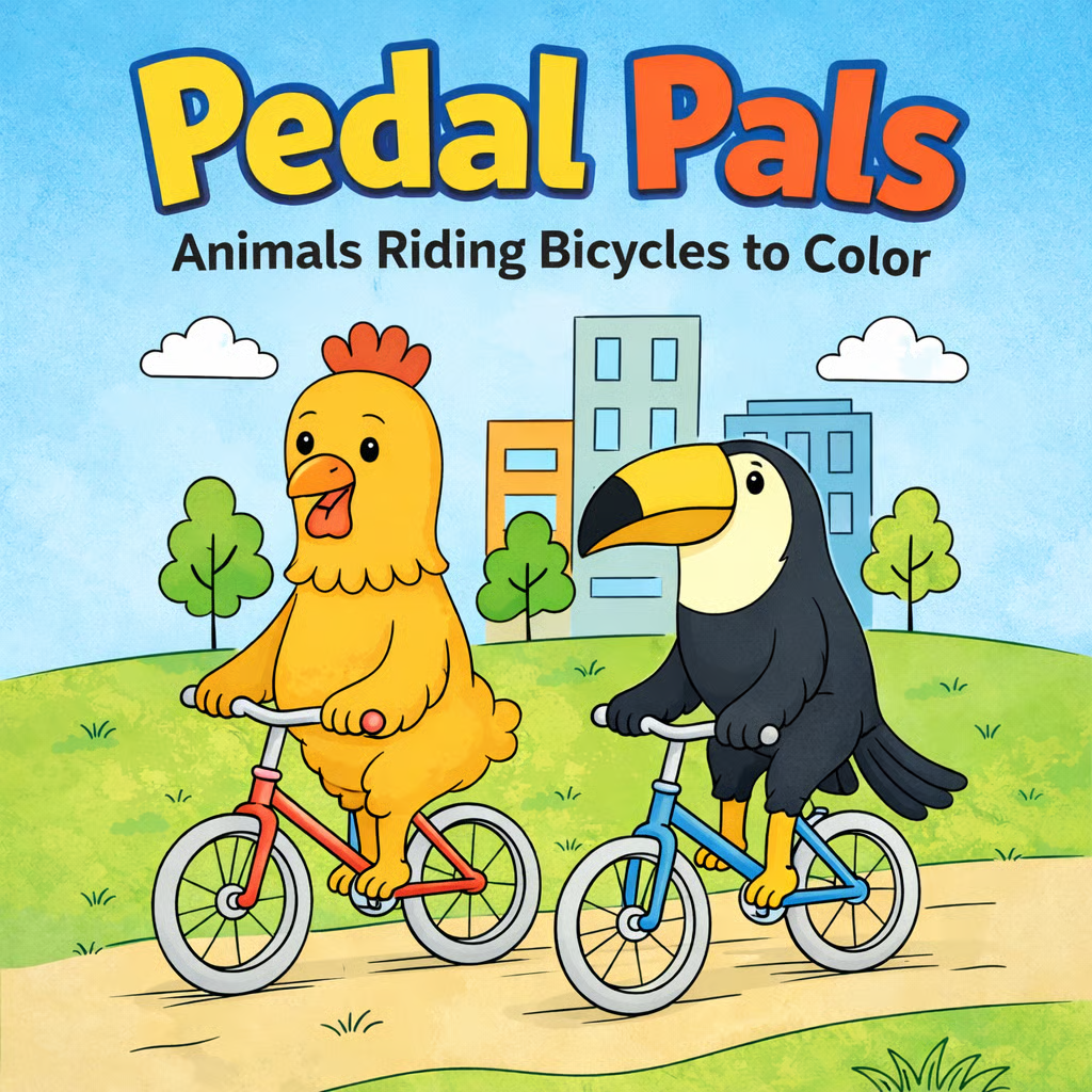 Pedal Pals - Animals Riding Bicycles to Color