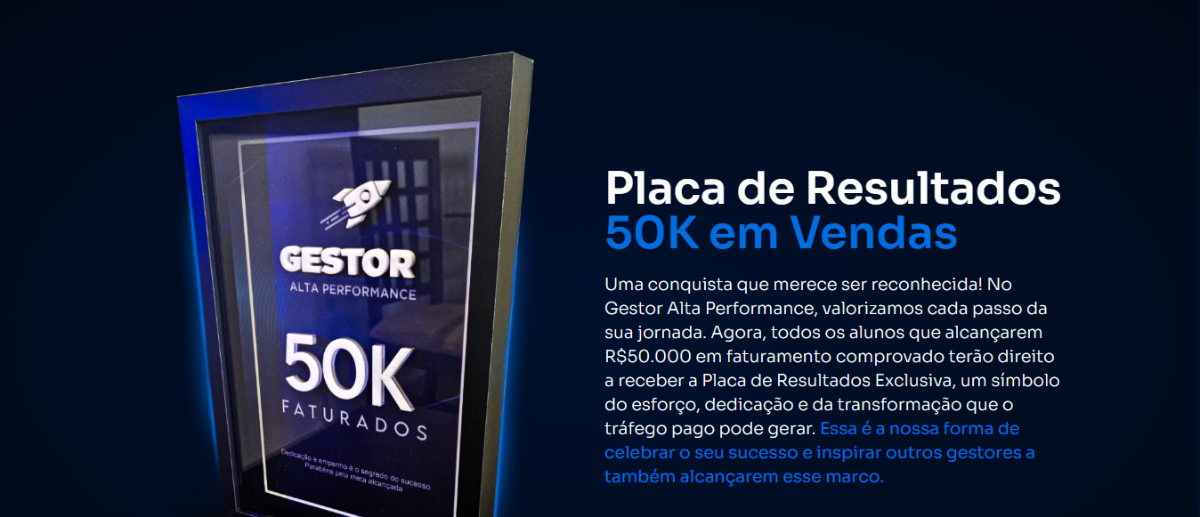 Placa de Resultados 50K em Vendas - Gestor Alta Performance