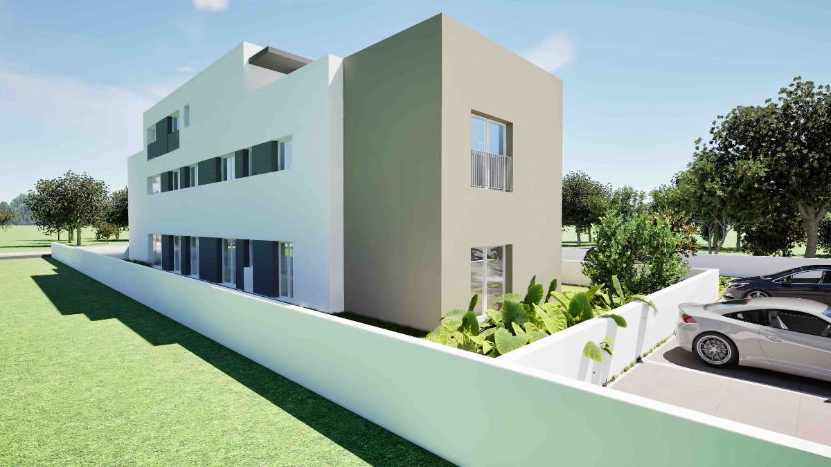 Vista exterior do empreendimento Gândara View - Perspetiva lateral norte / poente