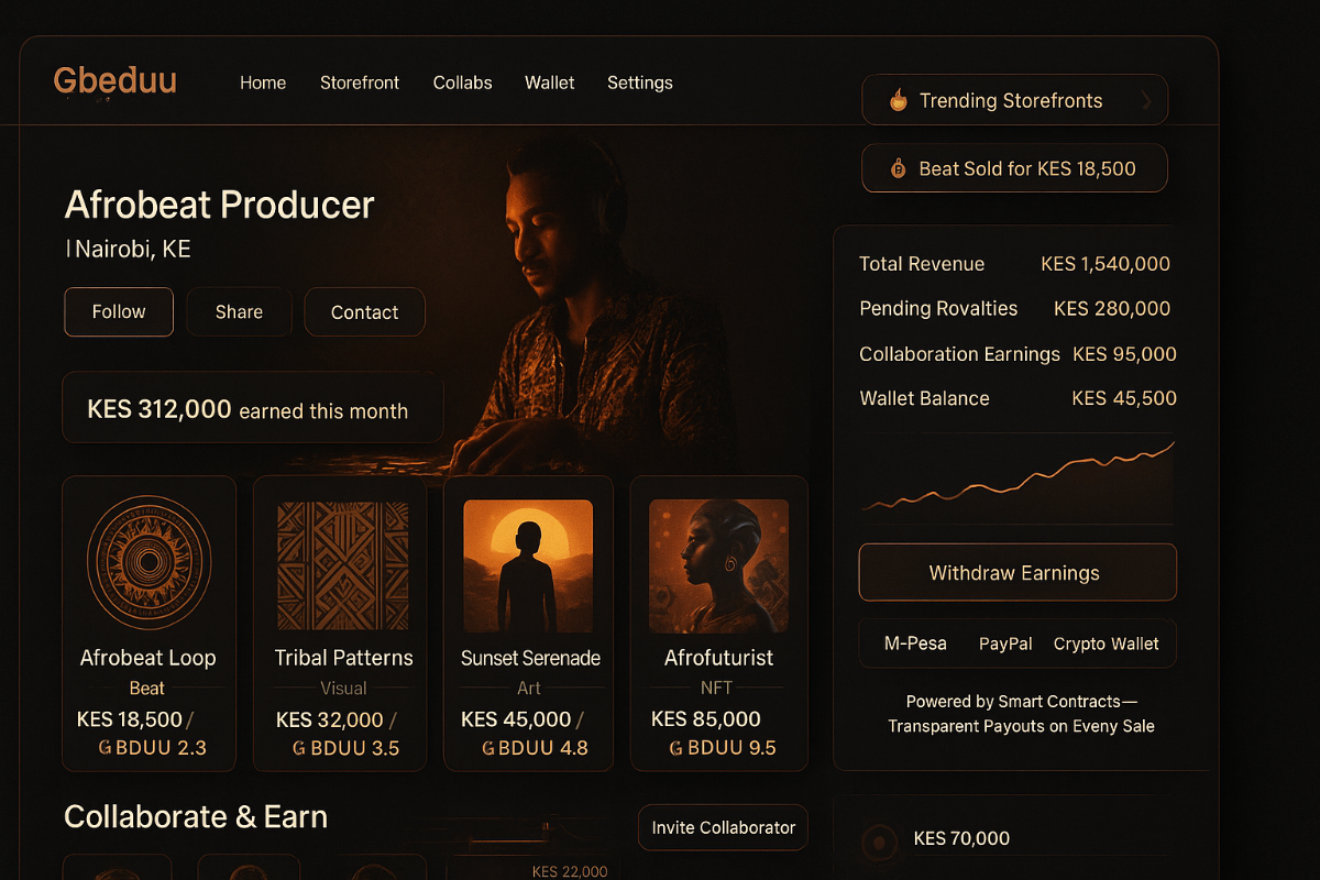 Creator Store UI on Gbẹ̀duu Platform