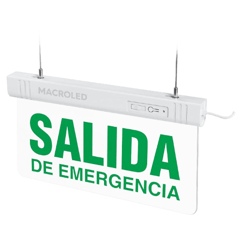 Cartel de Salida de Emergencia Luminoso (Salida Emergencia) - Iluminación LED profesional Lima Perú - 1W max AC220-240V 3hs autonomía 6500K - Macroled
