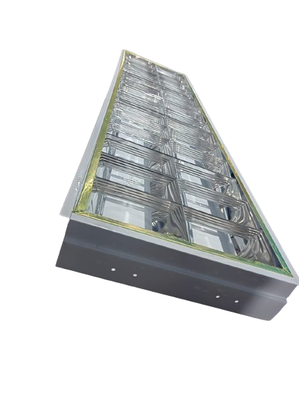 Rejilla Empotrar 2xT8 1220x295x65mm - Iluminación LED profesional Lima Perú - 1220x295x65mm Acero LAF 0.4mm Aluminio Espejo >90% Reflectancia - GENIUX