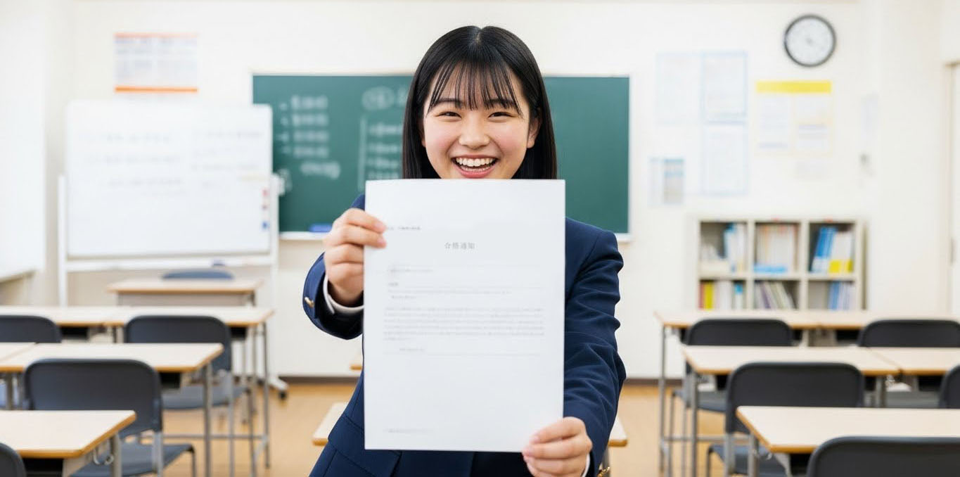志望校合格を喜ぶ日本人学生