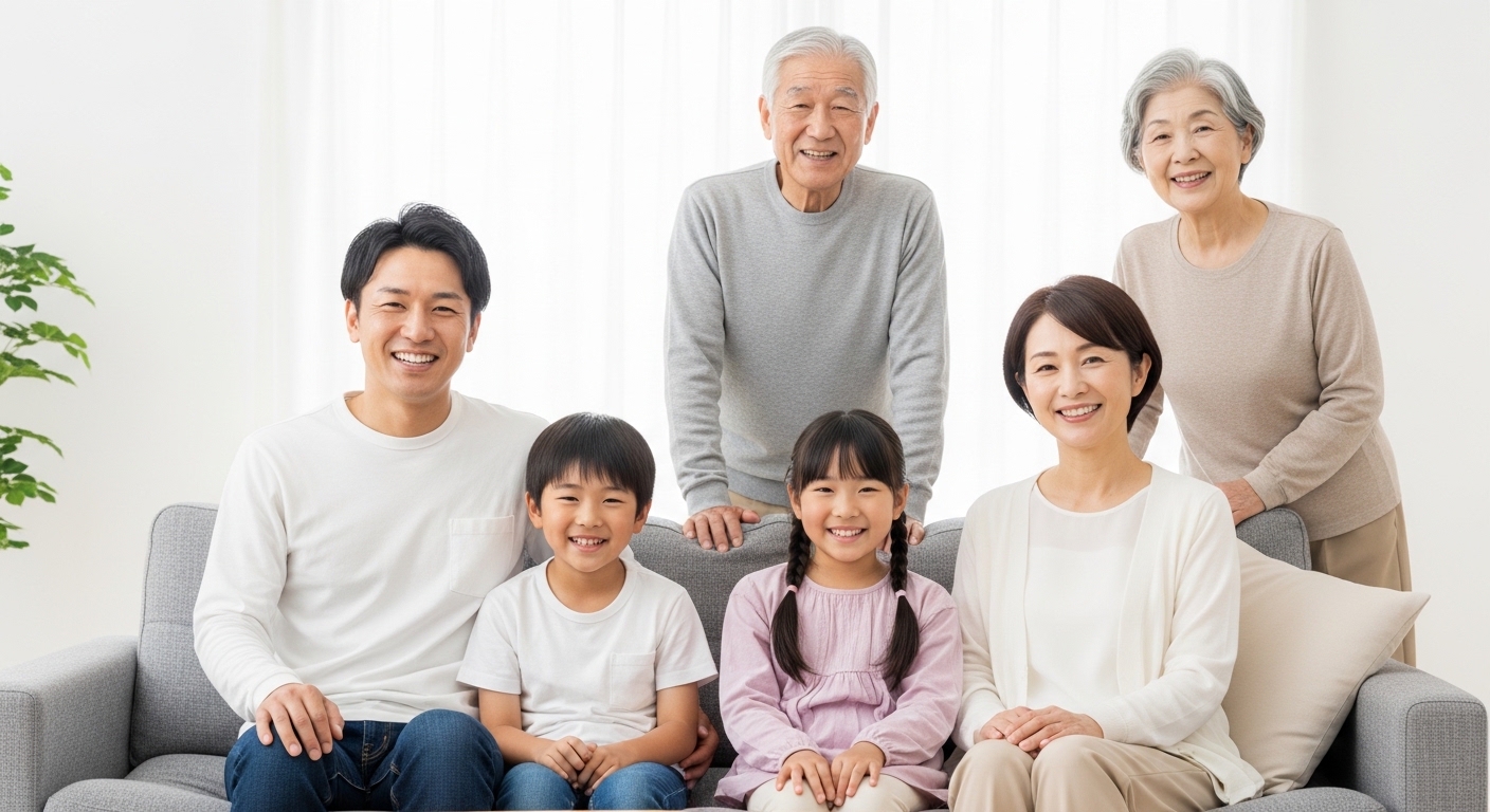 三世代の日本人家族