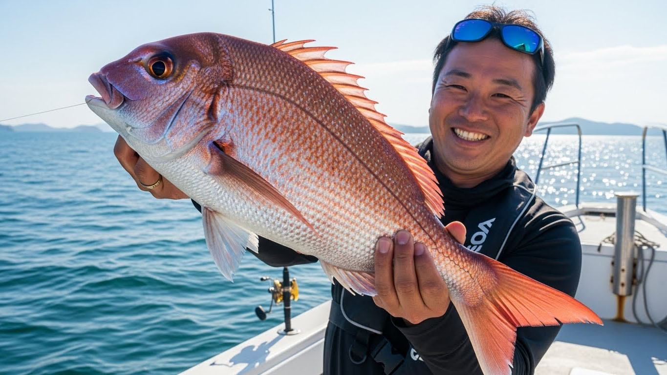 瀬戸内海の美しい朝日と遊漁船